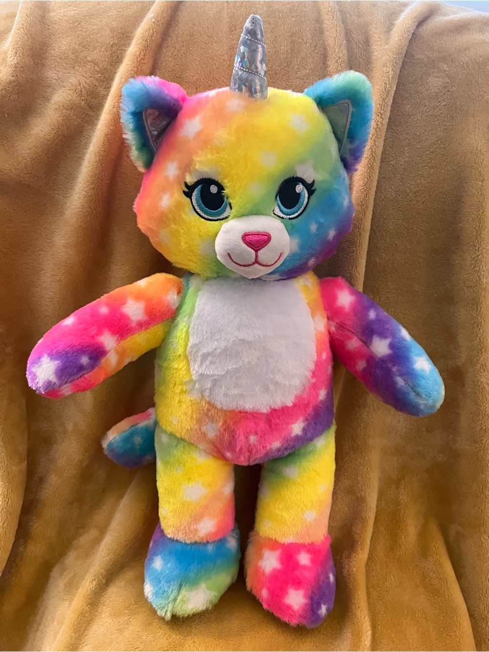 Build-A-Bear Rainbow Kittycorn Unicorn Cat Plush - Pink, Yellow, Blue, Purple